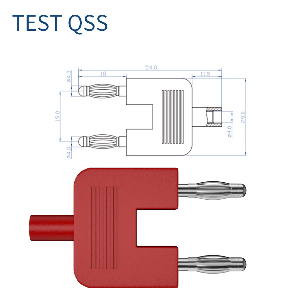 QSS 2PCS 4MM Banana Plug Connector Short Circuit Double Adapter Double Row One Female Divides Two Males Spacing 19MM   Q.20007