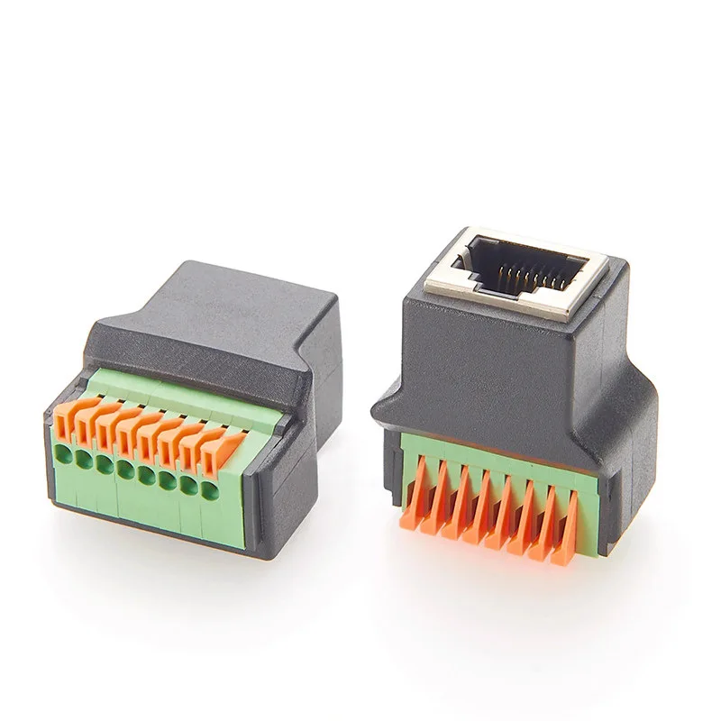 RJ45 To 8PIN Terminal Solderless Adapter, 8P8C RJ45 Female Jack Ethernet Connector, MOQ:5pcs