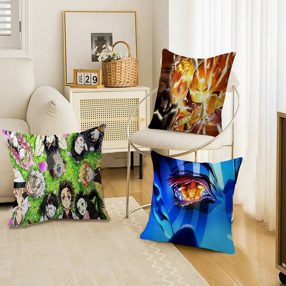 Anime D-DemonS Slayer Cushion Cover Car Throw Pillow Case For Sofa Car Christmas Gift 40x40cm 45x45cm