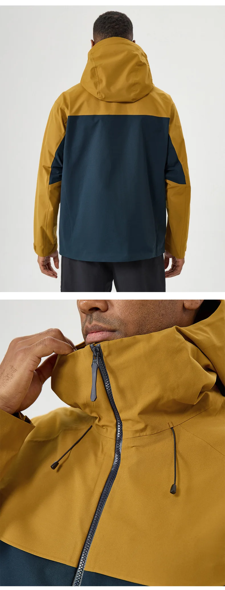 Herbst- und Winter-Hardshell-Windbreaker Winddichte Regenfeste Atmungsaktive Outdoor-Wander- und Bergsteiger-Skijacke mit Kapuze – Detail 21