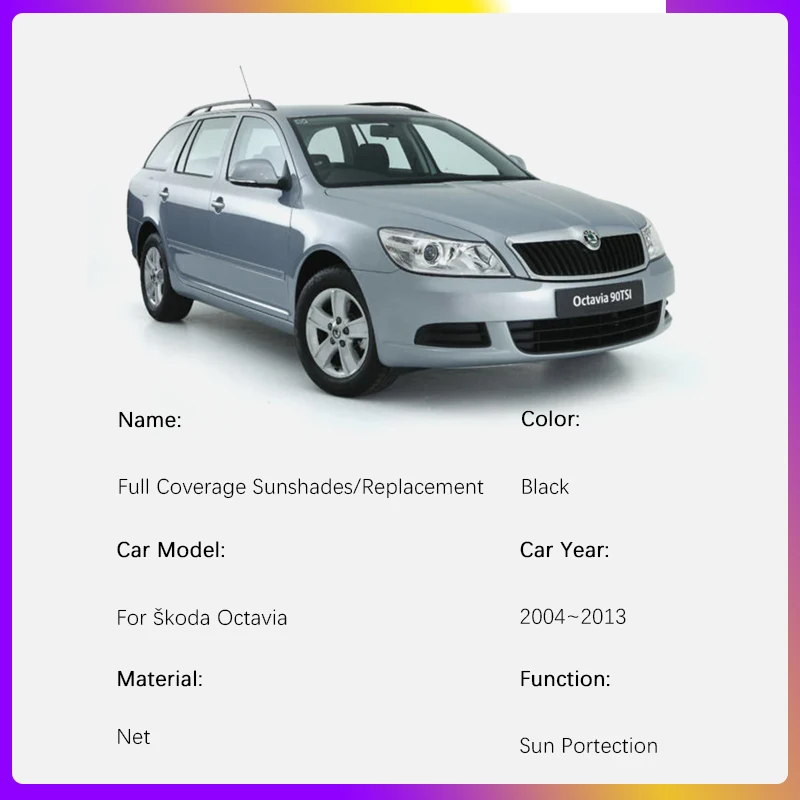 Car Coverage Sunshade For Škoda Octavia Mk2 1Z 2004~2013 Estate Anti-UV Net Sunscreen Visor Sun Shade Sunshield Auto Accessories