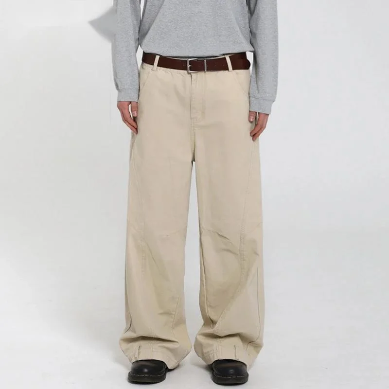 Korean Style Men's Jeans Casual Solid Color Washed Simple All-match Trousers Cleanfit Wide Leg Loose Male Jeans New 9WB8PR