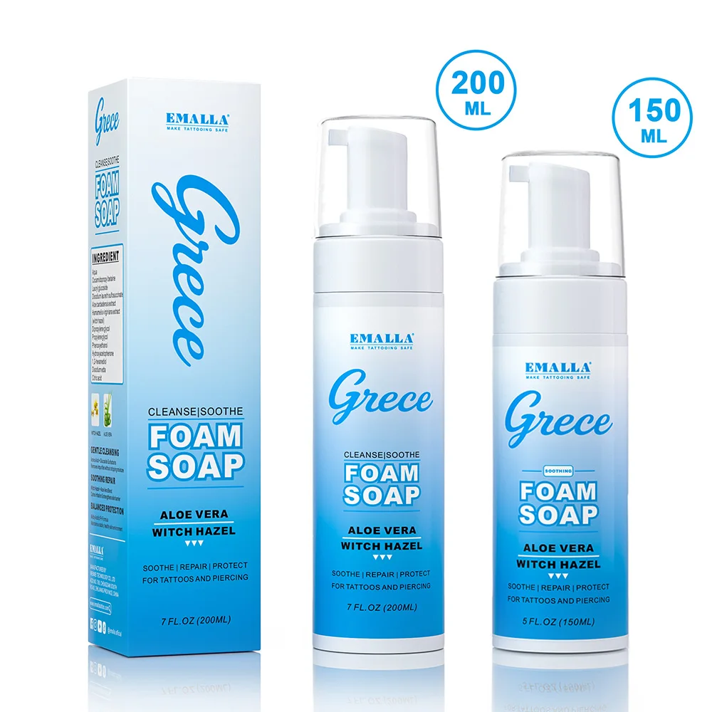 

Пенное мыло EMALLA для тату и пирсинга, 6.7/5 унций, качественное очищающее средство для ухода за татуировками и аксессуарами для тату.