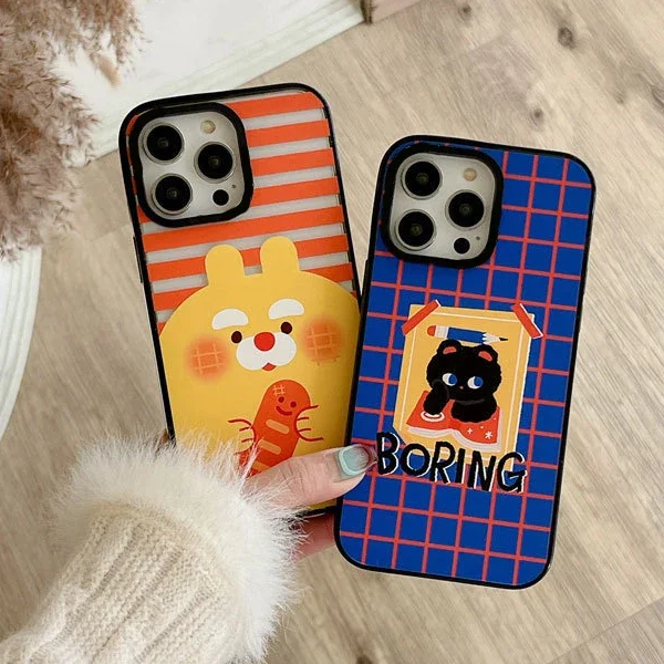 Upgrade Acrylic Border Boring Cat Phone Case Cover for IPhone 11 12 13 14 15 Pro Max Case for IPhone 14 Pro