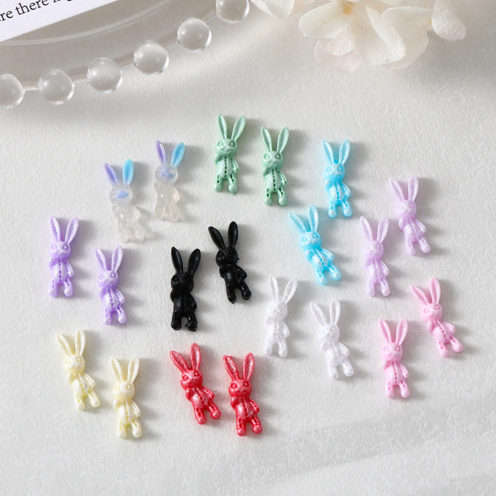 Luminous Skeleton Rabbit Parts Deco Kawaii Nail Art Charms Cute Cartoon Design Halloween Charm For Nail DIY Manicure Accessories