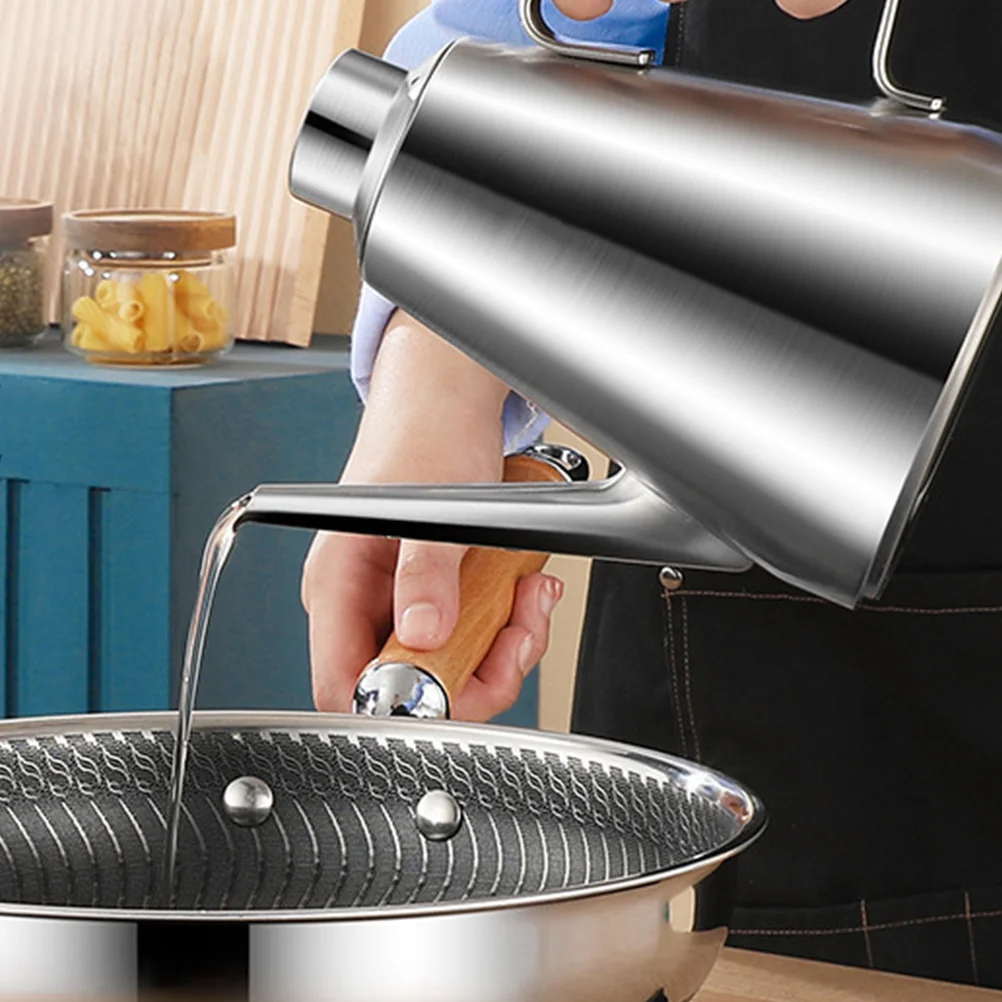 

Oil Container Stainless Steel Grease Pot with Handle Filter Kitchen Essentials Cooking Oil Vinegar Storage Corrosion