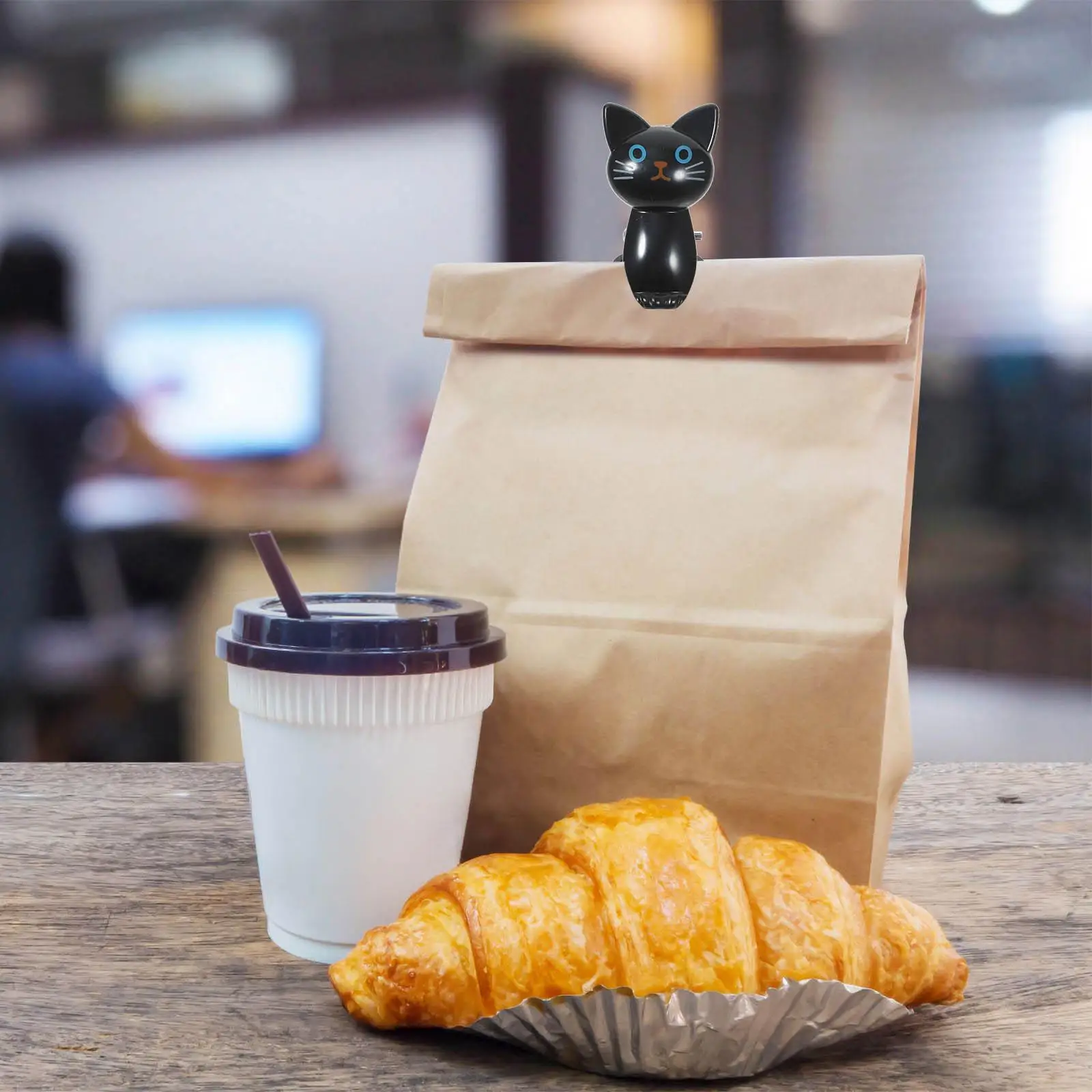 8pcs Cat Style Bag Clips Grey 3 White 3 Cute Sealing Multipurpose Kitchen Snack Reusable Food Package Chip Pouch Clips Office