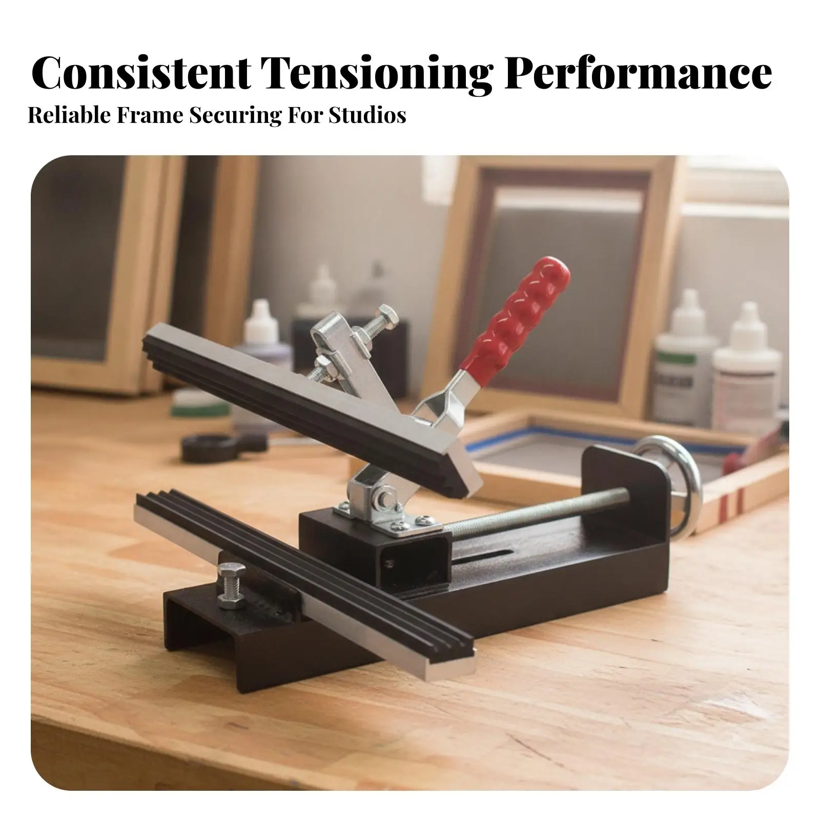 Adjustable Manual Screen Stretching Clamp with Handwheel for Tension Control Screen Print Frame Setup Tool