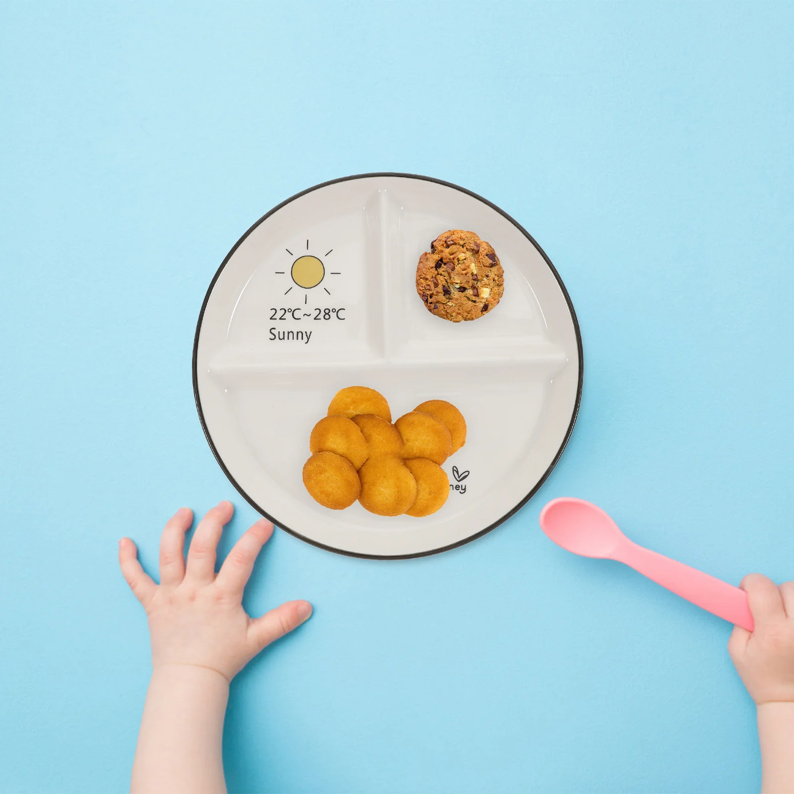 

1Pcs Ceramic Divided Serving Tray Practical Convenient Design Odor Resistant Microwave Dishwasher Safe Ceramic Plate