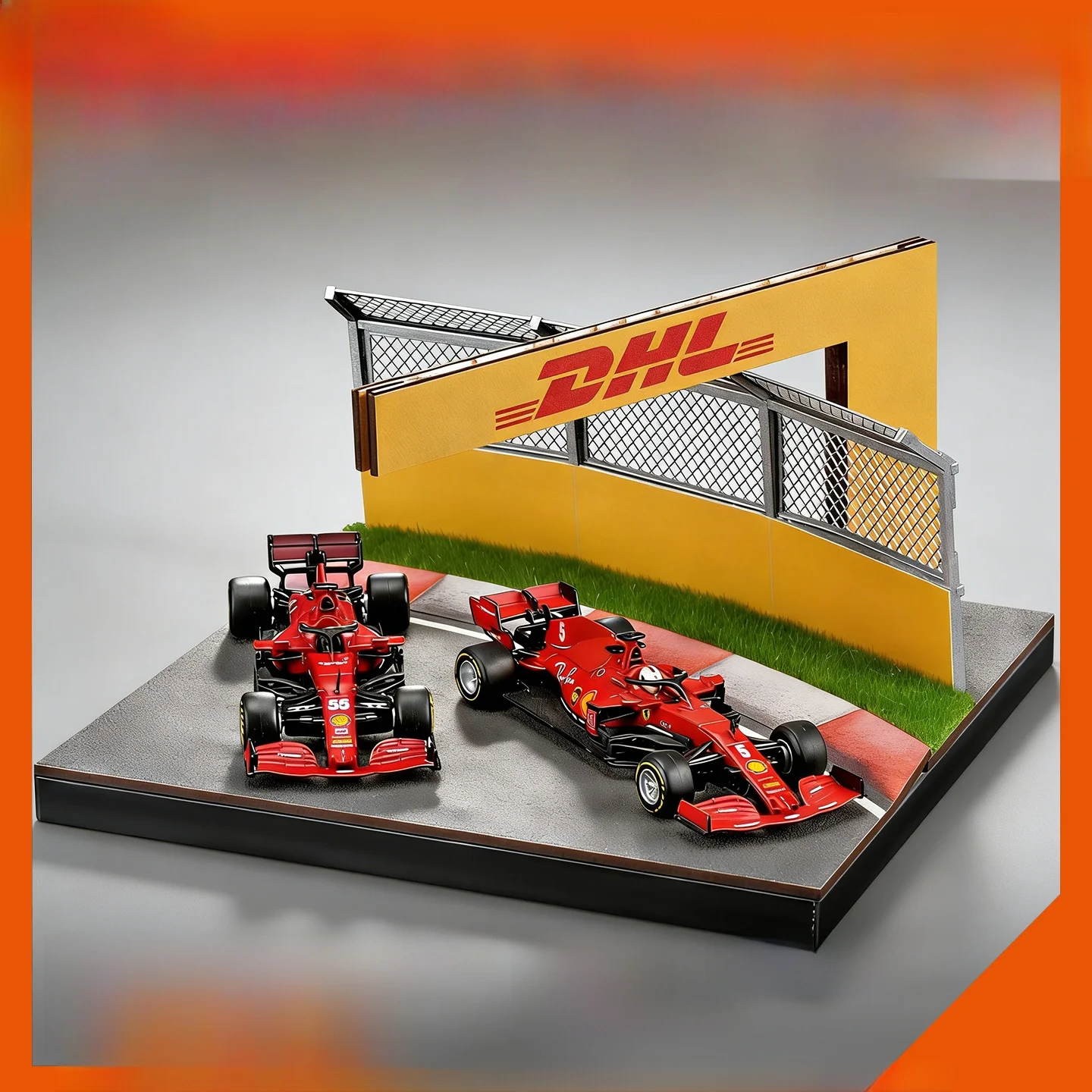 アルミ合金製fレーシングカーモデル-64スケール-ディスプレイピース-模擬dhlトラックシーン-装飾品-コレクター向け