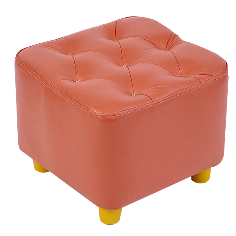 Portable Solid Wood Small Stool, Wooden Vanity Chair, Oil Wax Leater, European Style, Luxury Living Room Sofa, Household