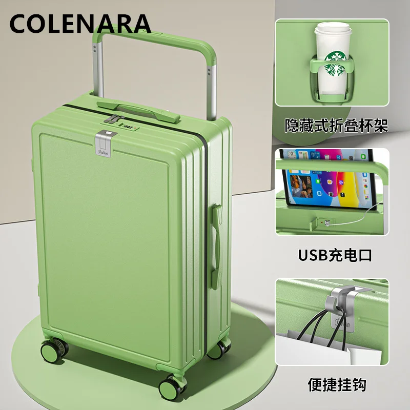 COLENARA-Valise Multifonctionnelle de 26 Pouces pour Homme et Femme, Valise d'Embarquement 24, Chariot de Grande Capacité, Chargement USB, 20 Bagages de Cabine