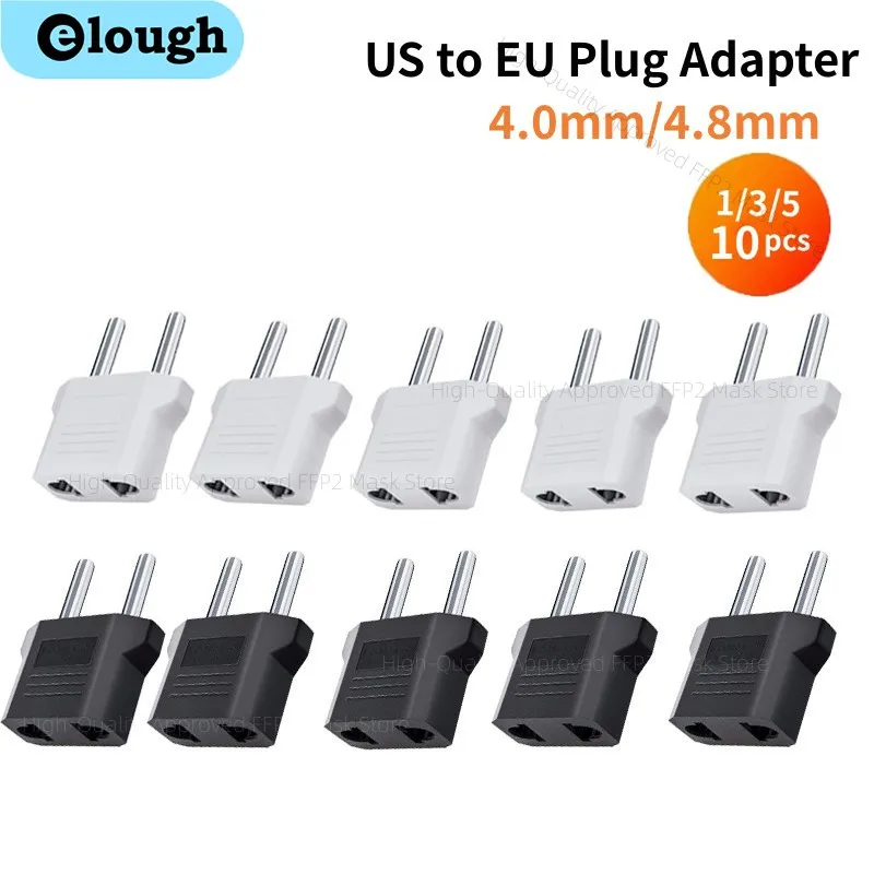 Elough 1-10 шт. адаптер для вилки из США в ЕС 4,0/4,8 мм, адаптеры для электрических розеток, адаптеры для вилок EU Euro KR, преобразователь вилки питания, розетка европейского стандарта