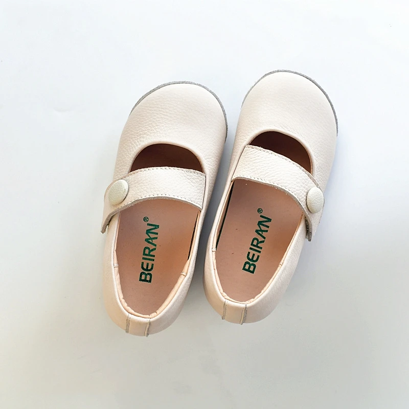 High Quality Genuine Leather Baby Girls Leather Shoes Autumn Soft Sole Breathable Cowhide Princess Children\'s Ballet Flat Shoes