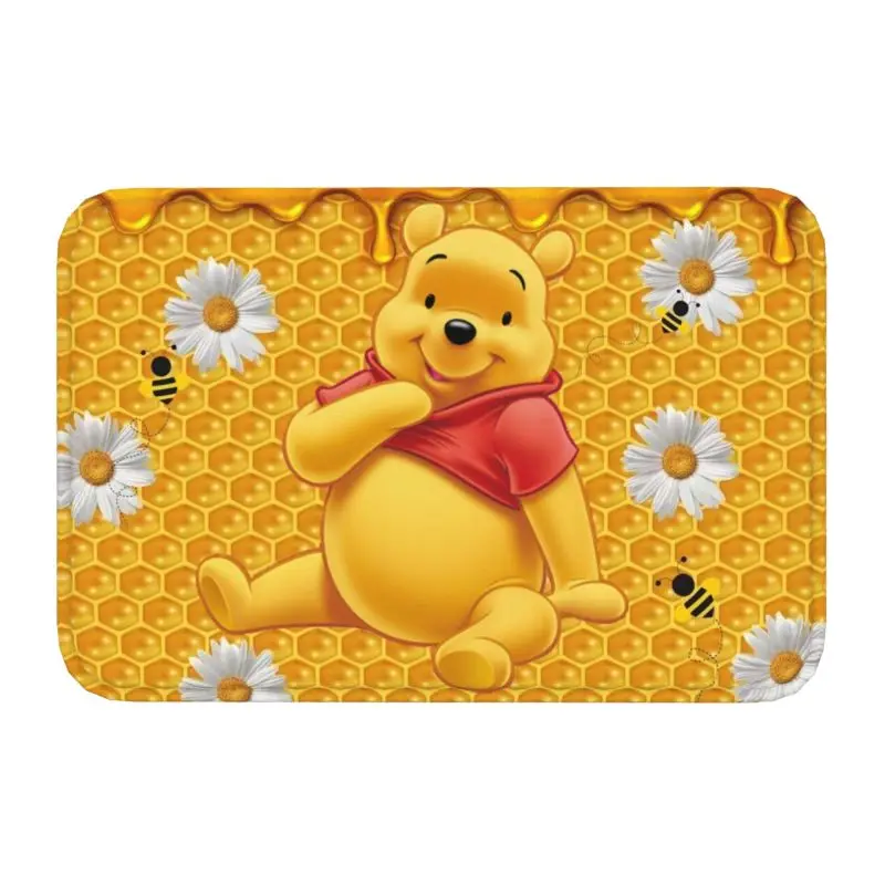 Custom Winnie The Pooh Front Door Mat Anti-Slip Outdoor Waterproof Cartoon Bear Doormat Kitchen Balcony Entrance Rug Carpet