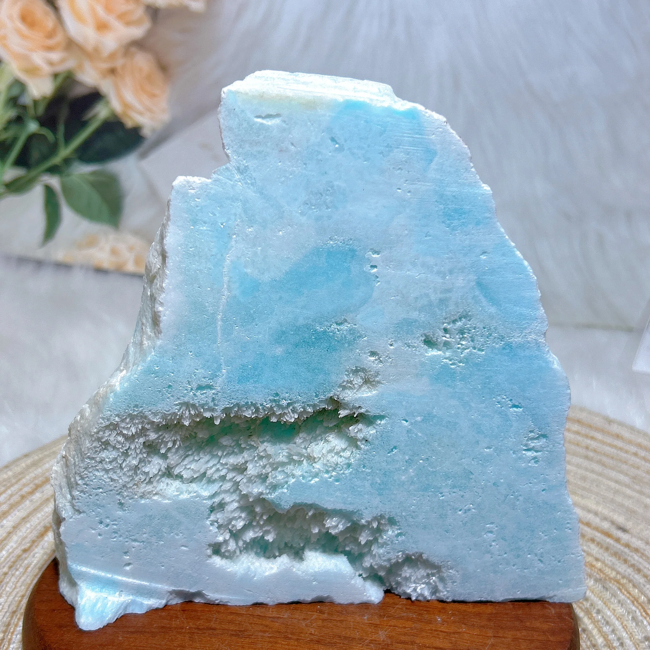 

Healing Natural Crystal Larimar Raw Stone Large Slab Aragonite Specimen Reiki Home Decoration Gift Rare Mineral Torch