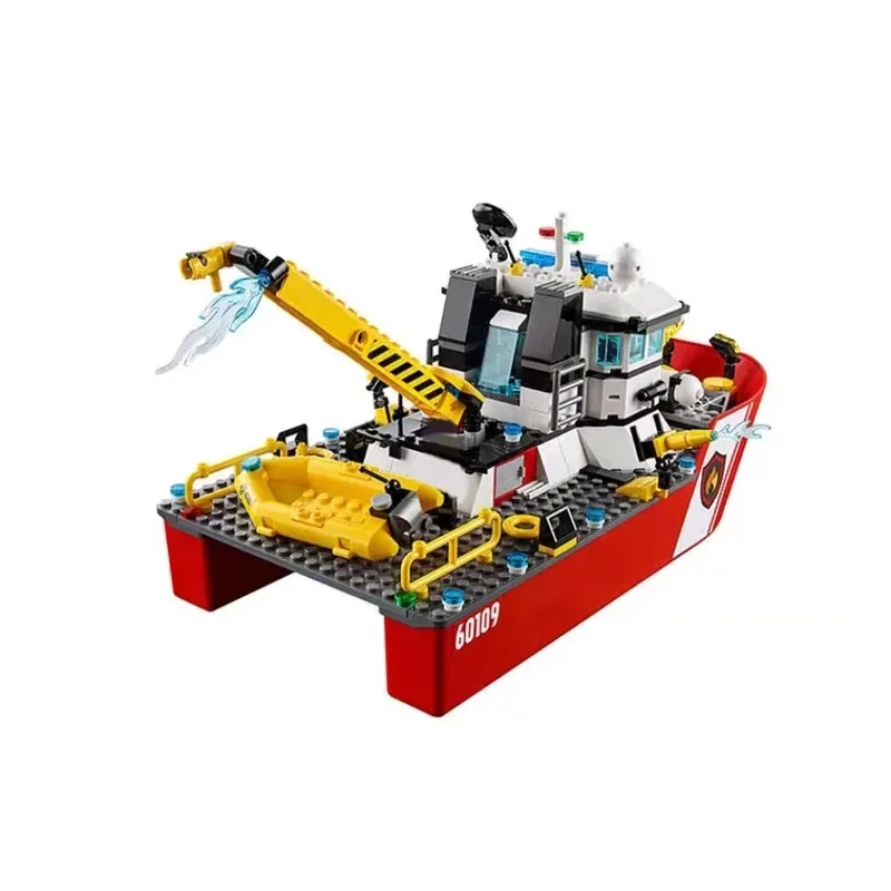 City Series Sea Cruise Boat Explore Fireboat Building Blocks Ship Model 60109 Assemble Brick Toy Gift For for Boys Girls Gifts