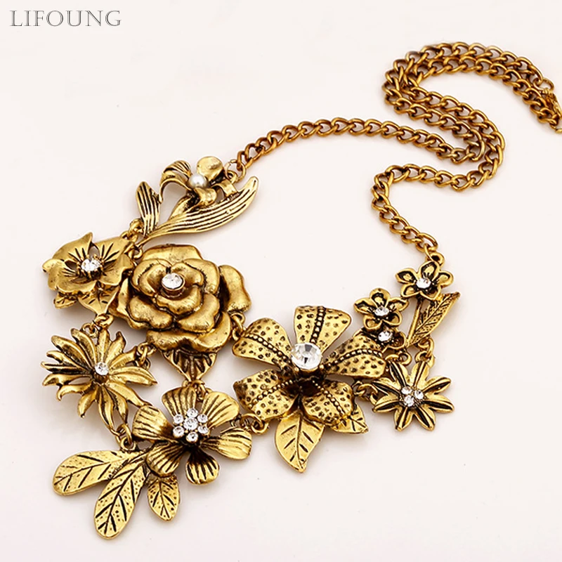 Large Metal Flower Chunky Necklace For Women Heavy Vintage Designer New Styles Party Accessories Fashion Jewelry Gifts 2023542