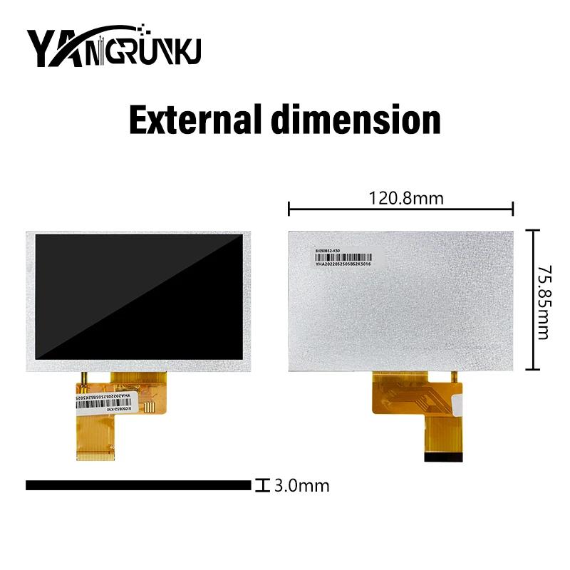 5.0 Inch TFT LCD Display 800x480 40 Pin RGB Interface 500 Nits Full Viewing Angle Screen for Photography Device BI050BS2-K50