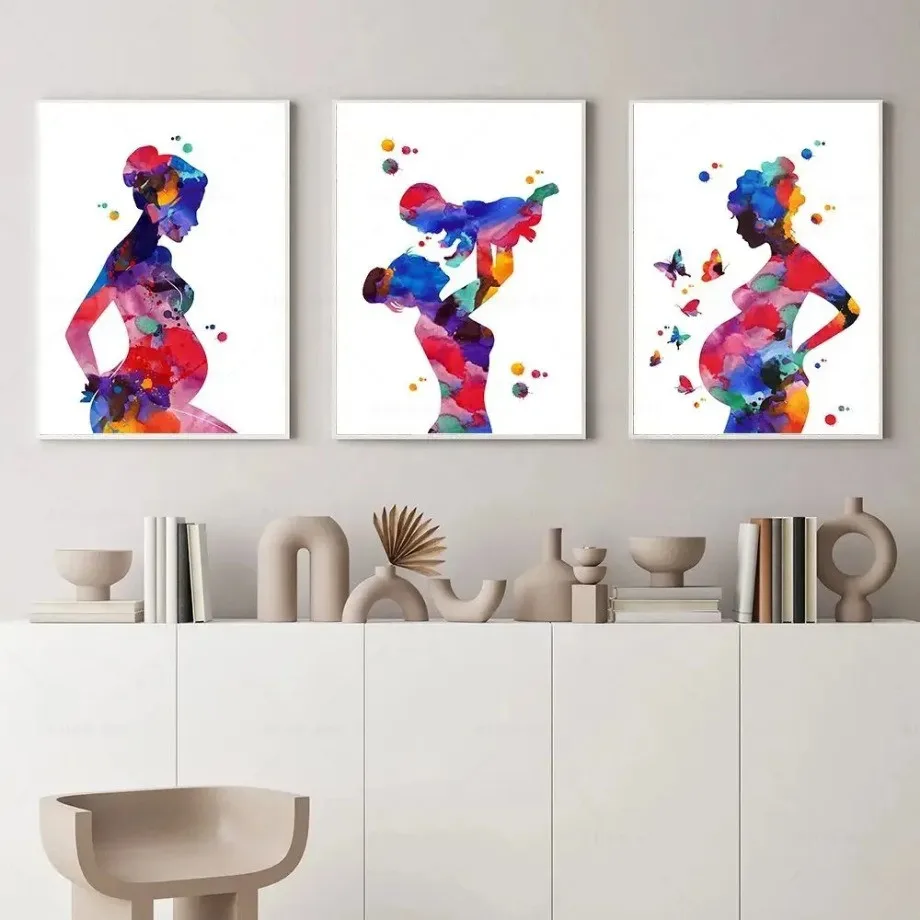 Pregnancy Art Print Woman With Child Watercolor Pregnant Woman Medical Art Poster Gynecology Midwifery Obstetrics OBGYN Wall Art