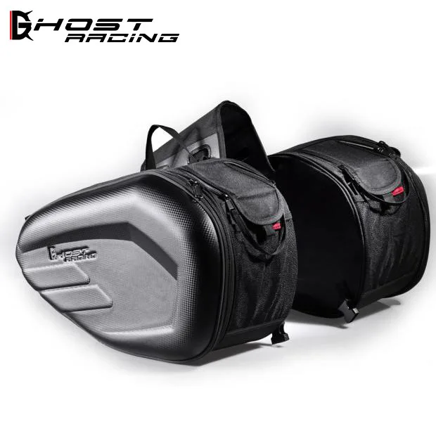 Motorcycle Saddlebags Side Bags 36L to 58L Expandable Water Resistant 600D Oxford Nylon with Carbon Fiber PVC Trim for Travel