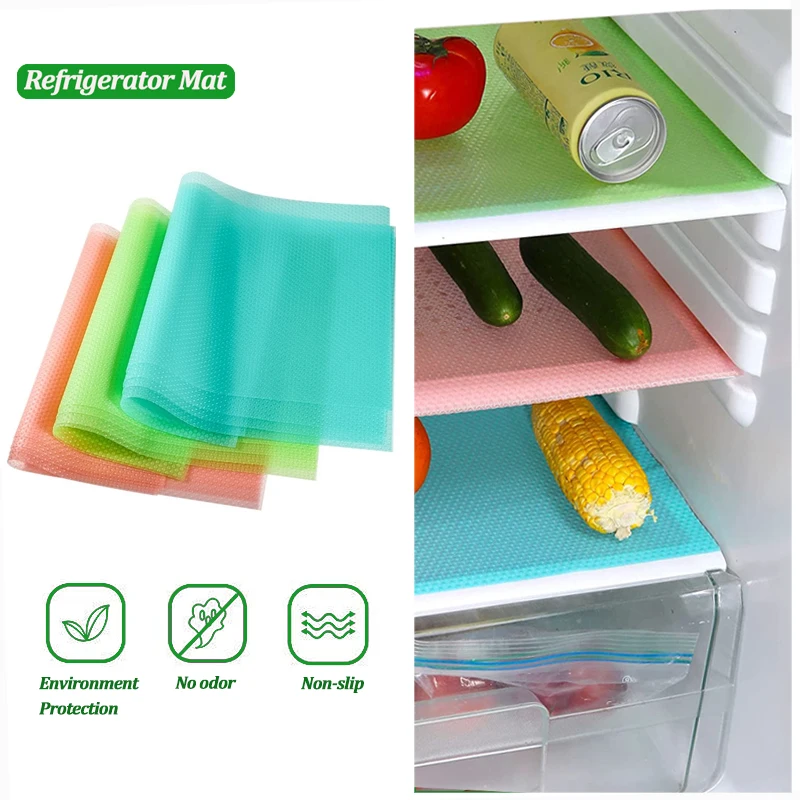 Refrigerator Waterproof Pad Antibacterial Antifouling Mildew Fridge Mats Cuttable Kitchen Cabinet Drawer Non-slip Mat Liners