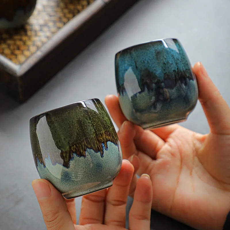 80ml ceramic kiln into espresso cup small creative hand warm spirit owner sample tea cup hair home kitchen mug