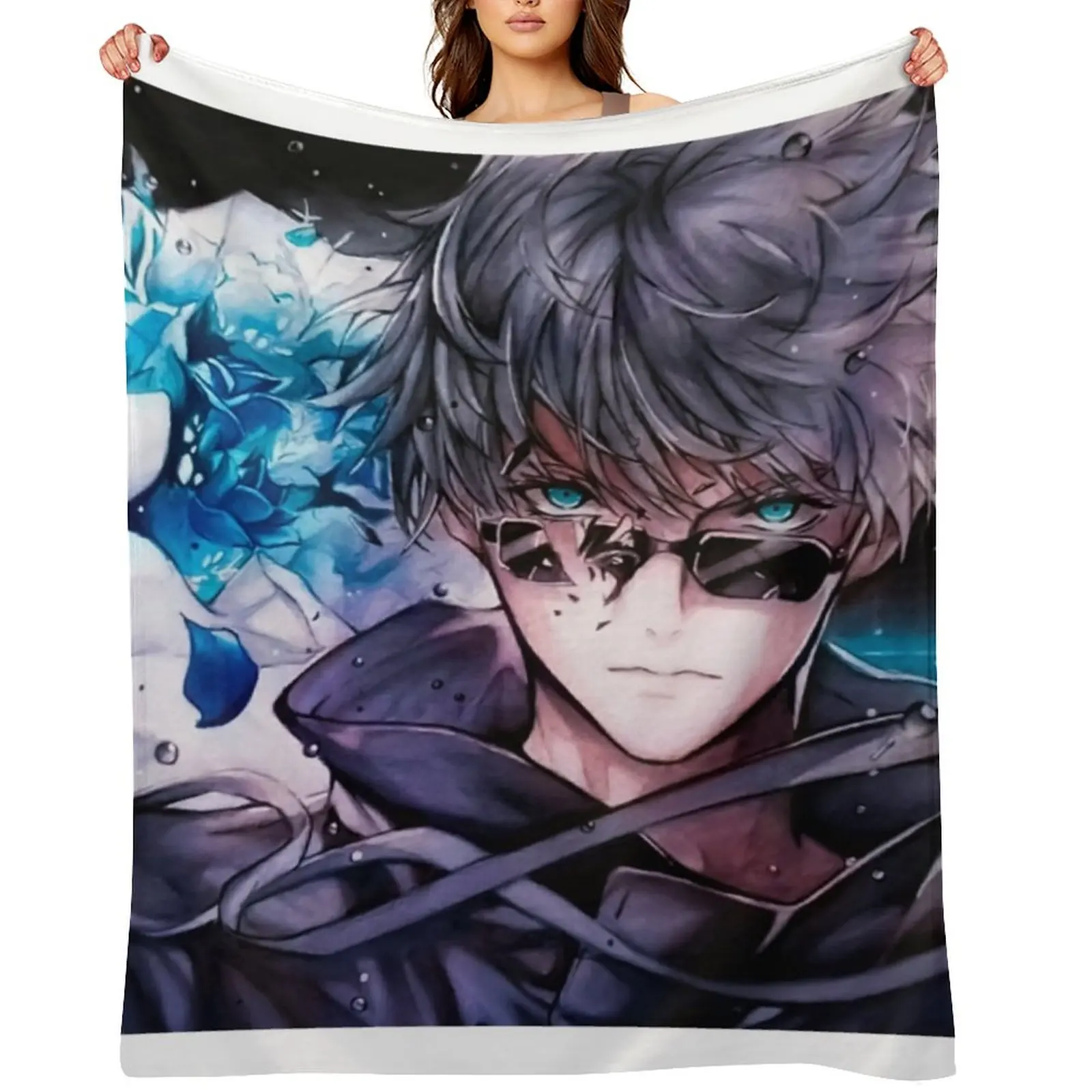 Manta de Arte de Gojo Satoru, Manta para Sofá, Manta Pesada para Dormir, Cálida para el Invierno, Mantas para Picnic