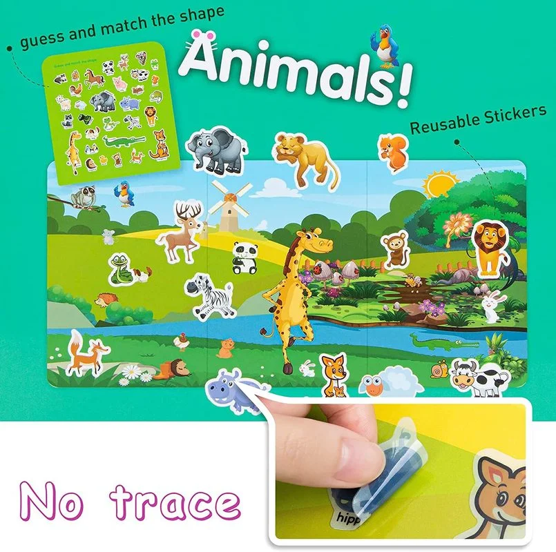 Children Educational DIY Toy Reusable Sticker Book Multiple Scene Cognition Learning Sticker Pack Puzzle Kit for Kids Toys Gifts