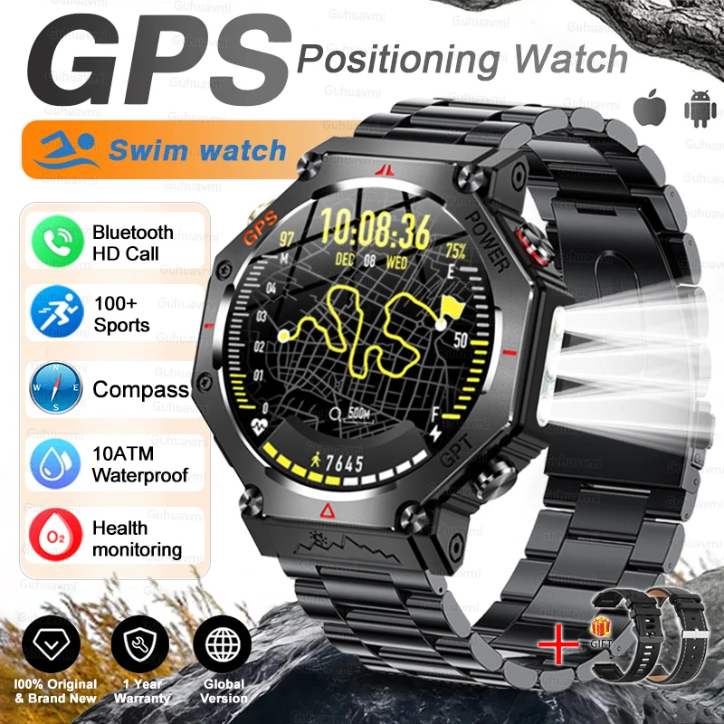 T-Rex 3 Ultra Militaire GPS Smart Watch 10 ATM Waterdicht Kompas Hoogtemeter Barometrische AMOLED Heren HD Oproep Sport Smartwatch