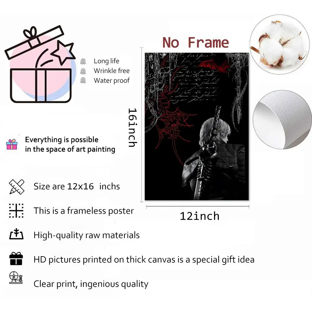 Devil May Cry Action Hack-And-Slash Painting Calligraphy Wall Art Mural Living Room Canvas Decor Gifts