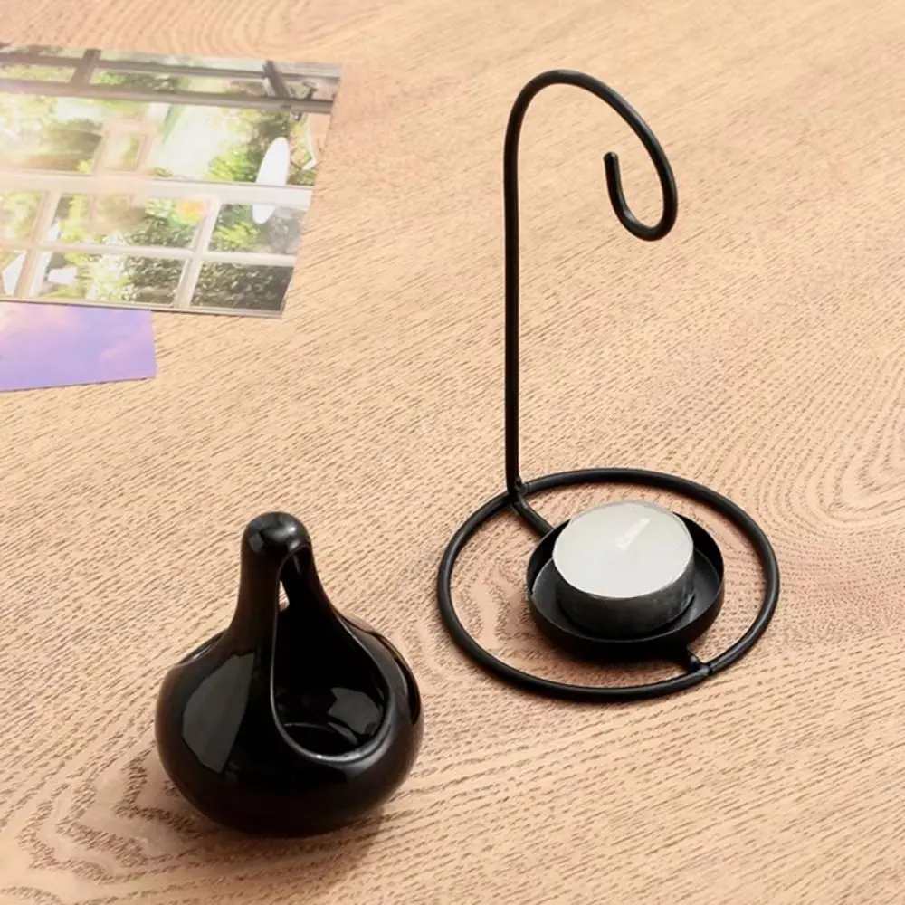 Portable Hanging Scented Oil Lamp Burner Black Ceramic Candle Burner Candle Holder Bedroom Fragrance Item Home Decor
