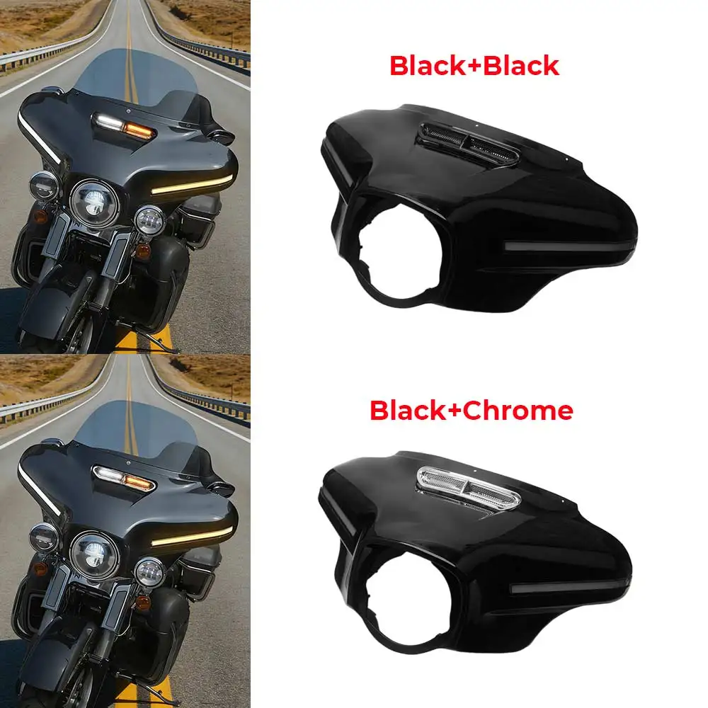 

For Harley Touring Electra Glide Ultra Limited Classic 14-2024 Street Glide 14-23 Motorcycle Front Batwing Outer Fairing w Light