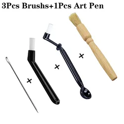 4 Pcs Coffee Machine Cleaning Set Coffee Grinder Coffee Machine Group Head Cleaning Brush Art Pen