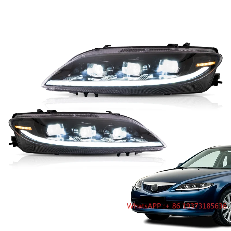 

VLAND Factory Wholesales Full LED Headlights Animation DRL Car Sequential Head Light Front Lamp 2003-2015 For Mazda 6