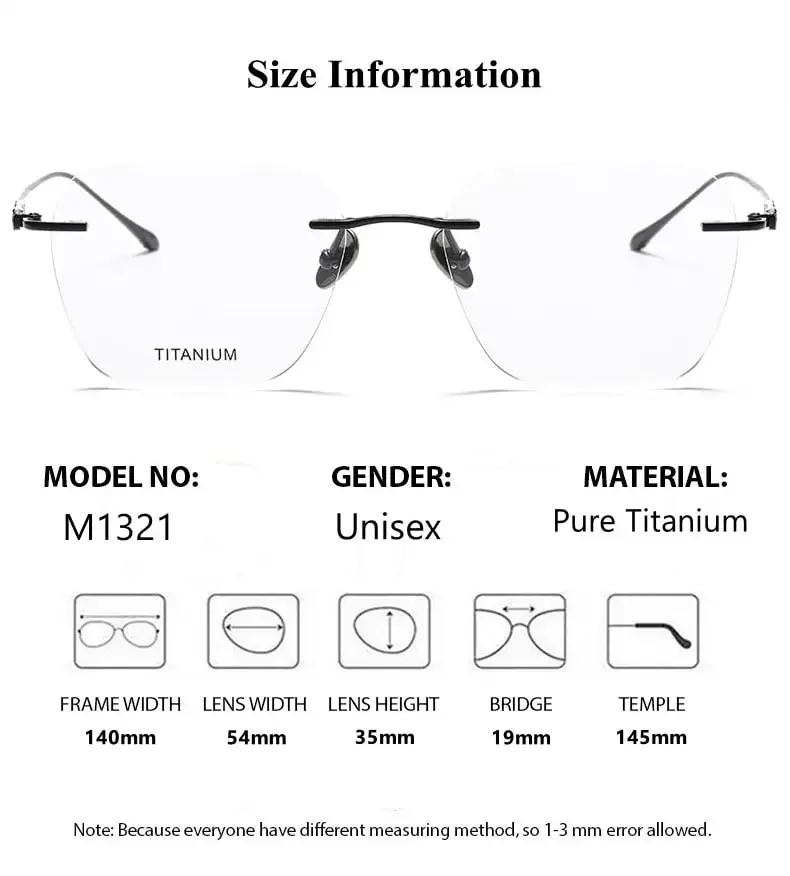 Gentlemen Rimless Eyeglasses Pure Titanium Fashion Design Top Quality Light Elegant Prescription Glasses Optical Frameless Gafas