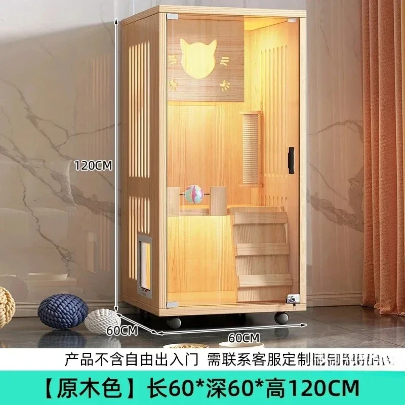 Luxury Cat Cabinet Cage Solid Wood Cat Cages Indoor Cat Supplies Pet Nest Home Villa Super Large Free Space Kitten House