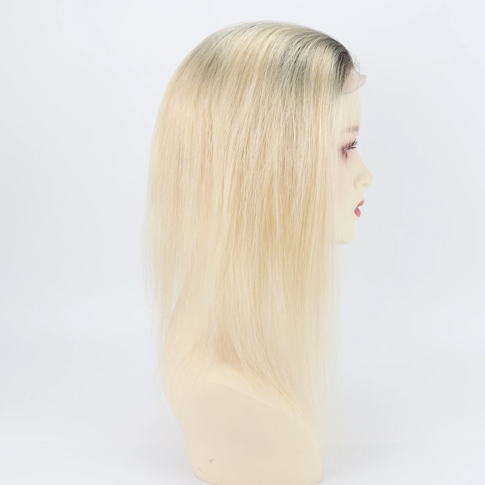 2/613 Ombre Light Blonde Topper with Lace Front Real Remy Human Hair Toupee 5x5inch Silk Base Hairpieces Natural Hairline