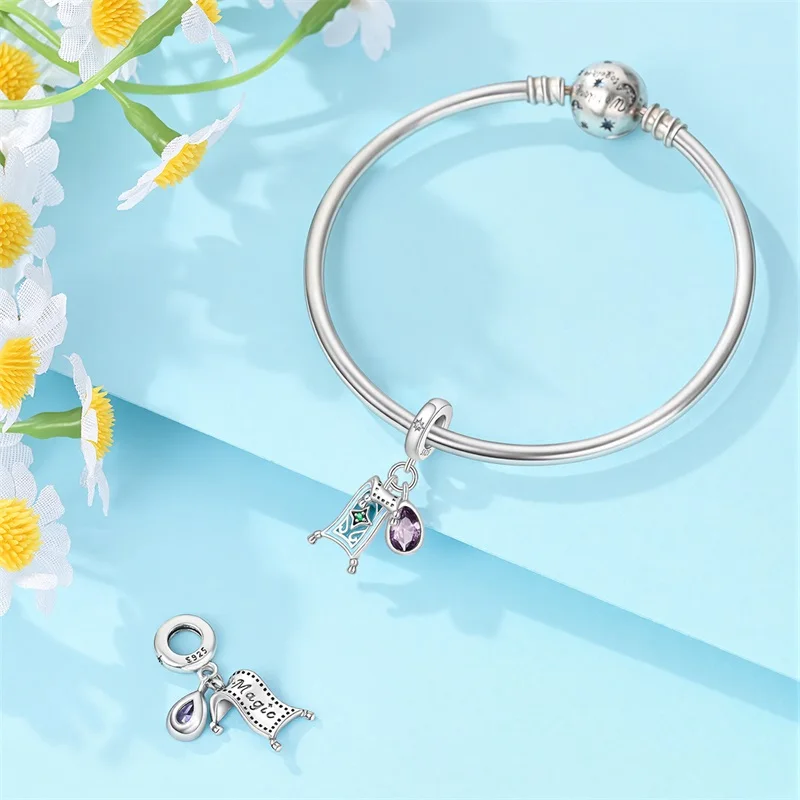 925 Sterling Silver Magic Carpet Charms Pendant Fit 3mm Original Bracelet DIY Women Fashion Birthday Anniversary Jewelry Gifts