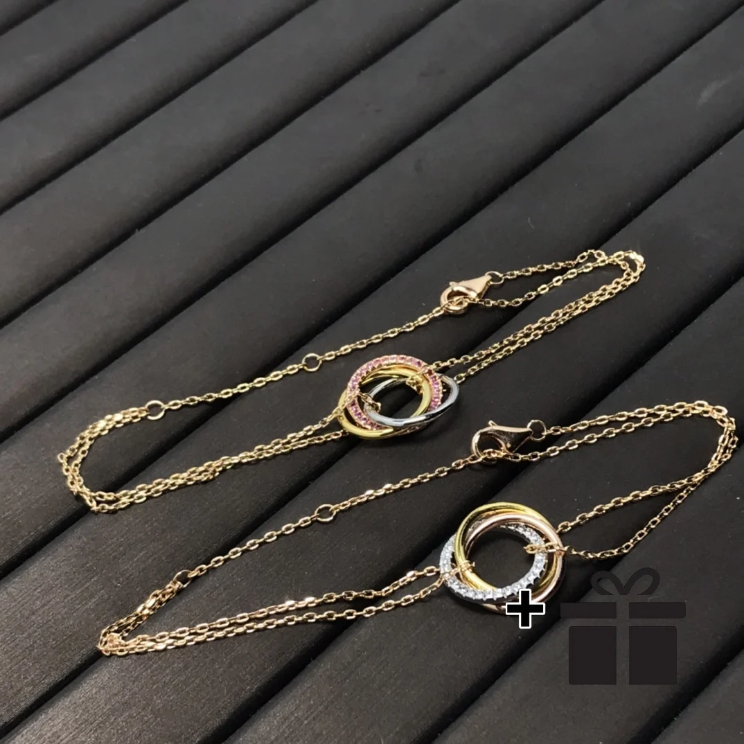 

2025 high-quality S925 silver three-ring three-color bracelet. Double choice, fashionable jewelry for banquets, daily leisure