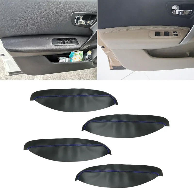 Soft Leather Door Armrest Cover For Nissan Qashqai +2 2007 2008 2009 - 2014 4pcs Interior Door Armrest Panel Skin Cover Trim