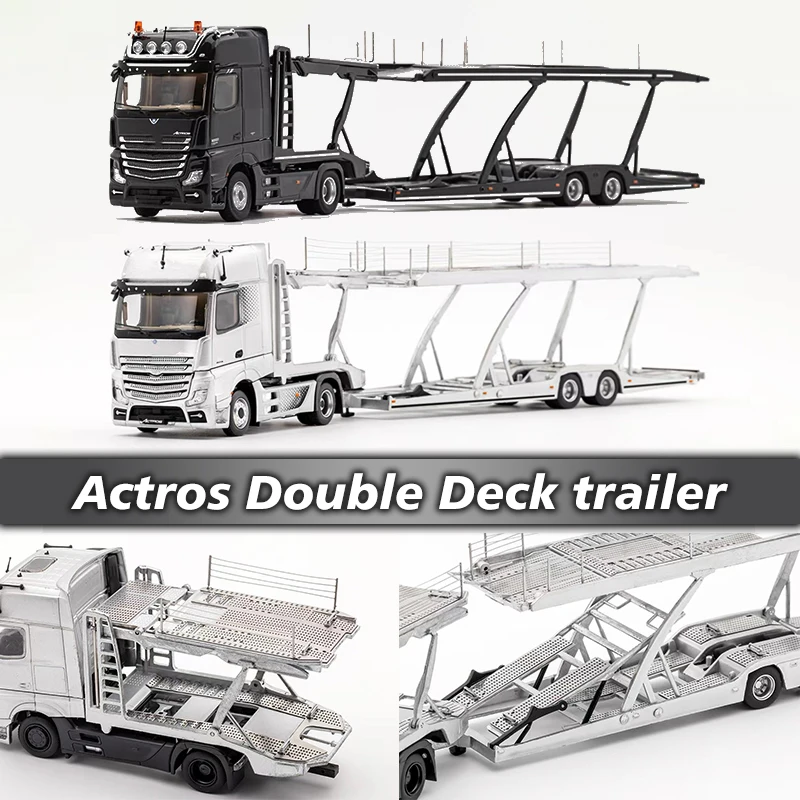 GCD 1:64 Actros Double Deck Trailer Diecast Diorama Car Model Collection Miniature Toys