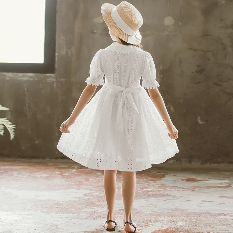 Teenage Girls White Lace Princess Dress 2023 Spring Summer Elegant Kids Dresses School Clothes Children Costume 10 12 13 Years