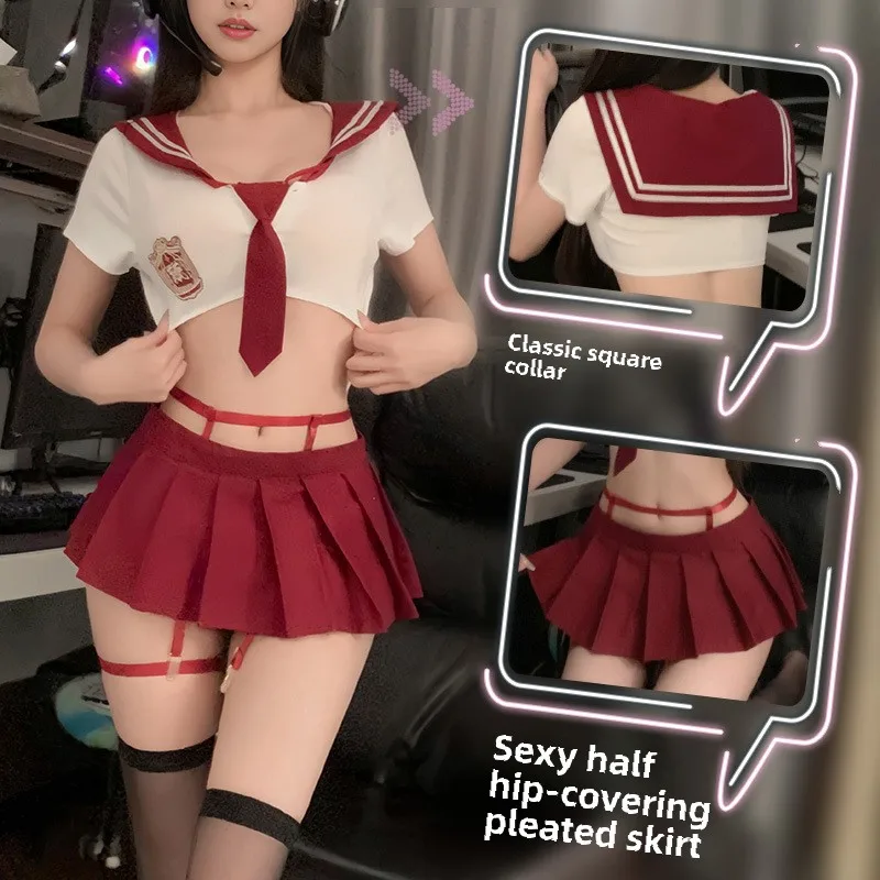 

Japanese Campus Pure Desire Flush Buttocks JK Suit Erotic Lingerie Sexy Buttocks Sailor Uniforms Cupless Crotchless Lingerie