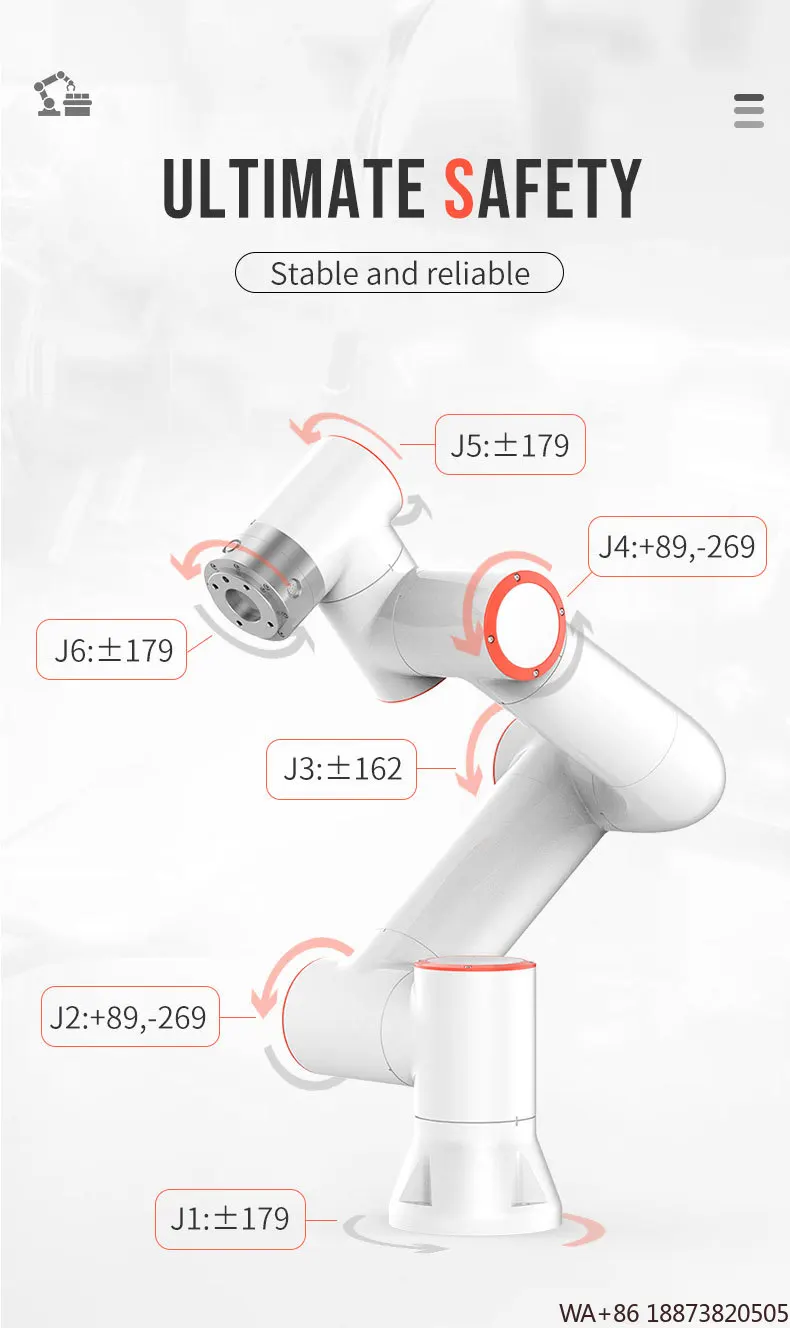 Robot industrial FR3 FR5 600 mm 900 mm 6 ejes Robot colaborativo inteligente Arm Cobot Automatización con 6 ejes de la fábrica de China