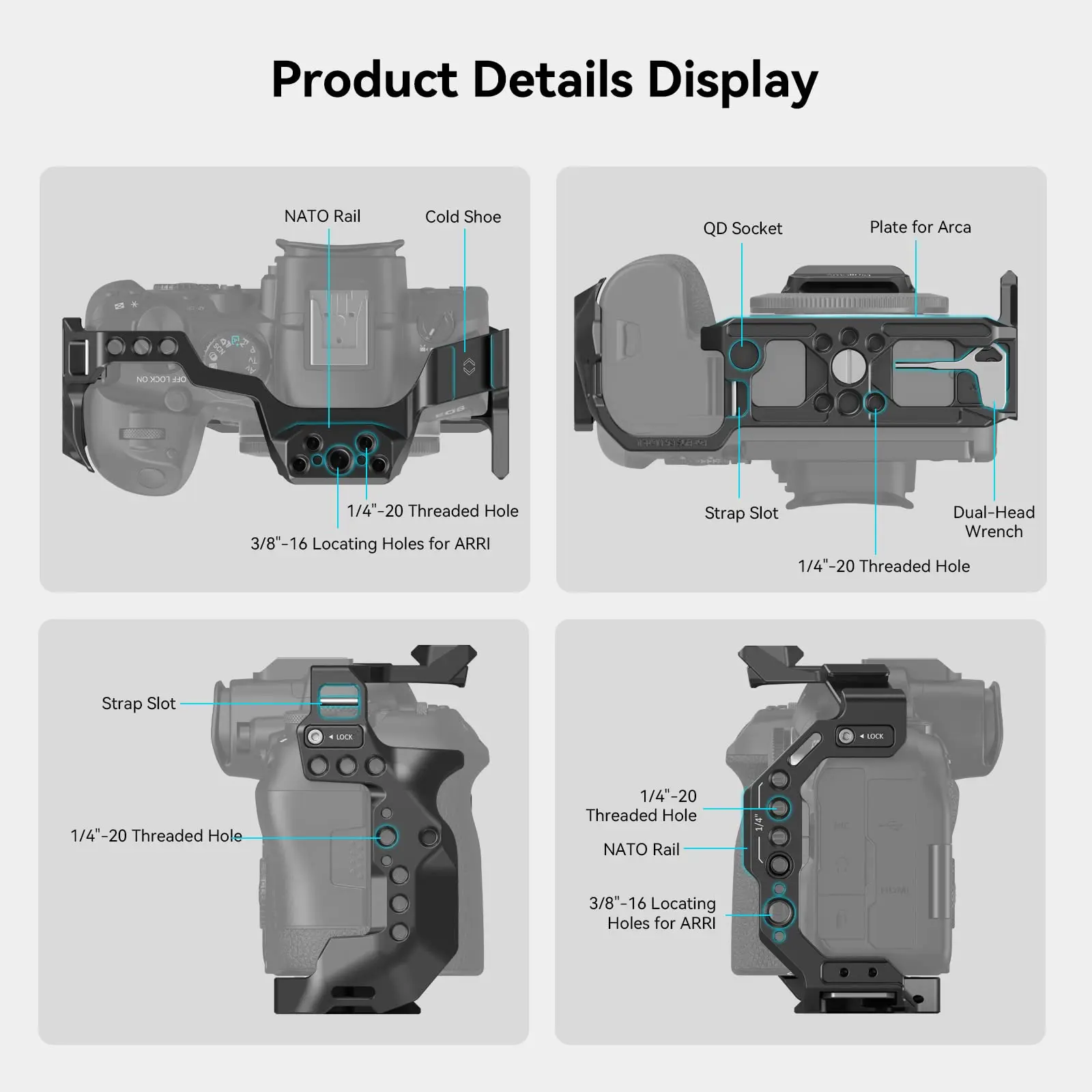 SmallRig 4159 Cage for Canon EOS R6 Mark II L-Bracket for Canon EOS R6 Mark II / R5/ R5 C/ R6 L-Shape Mount Plate Quick-release