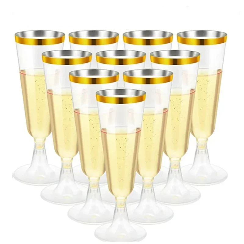 25/50/100pcs 150ml Disposable Cups Clear Plastic Champagne Flutes Bar Cups Toasting Glasses for Weddings Party Cocktail Cups