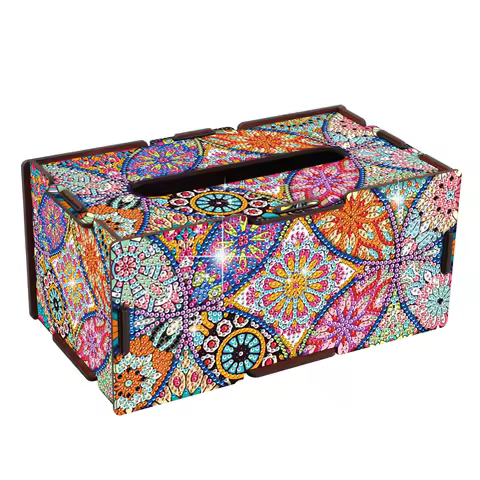Diamond Painting Tissue Box Kits,Colorful patterns Special Shape Diamond Art Partial Handmade Gift Room Table home Decoration
