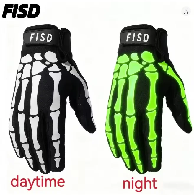 

FISD DH MX Long Finger Gloves All-Season Christmas gift Night Light Ghost Claw Anti-Slip Durable for Off-Road Motorcycle gloves