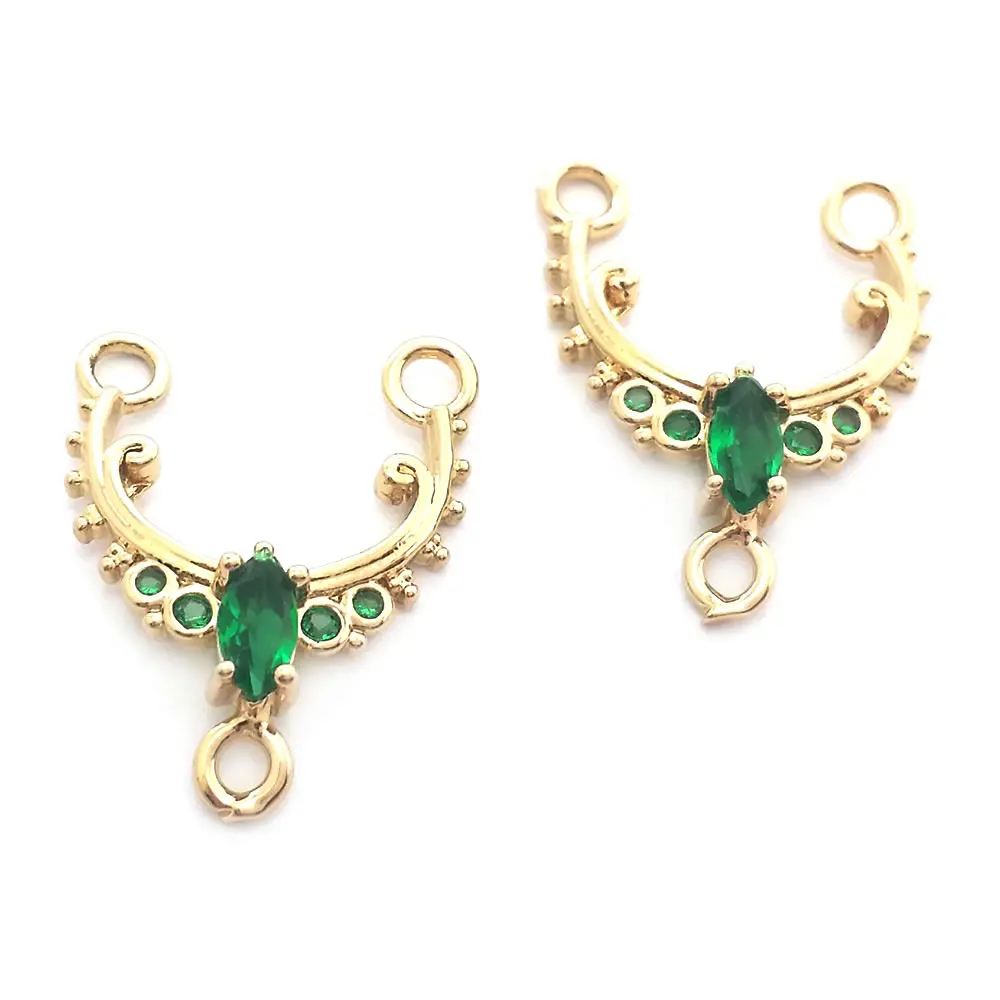 10PCS 18K Gold Color Brass and Zircon U Shape Connect Charms Necklace High Quality Jewelry Accessories Rosediy official-website